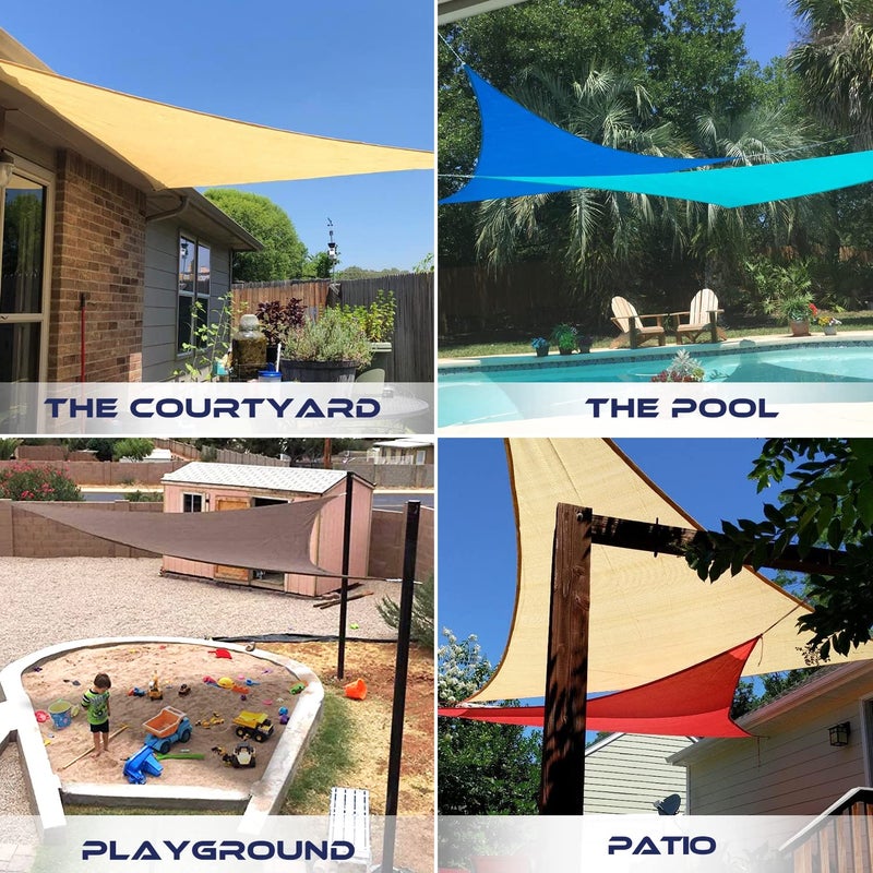 WINDSCREEN4LESS 16' x 16' x 16' Sun Shade Sail UV Block Fabric Canopy in Beige Sand Triangle for Patio Garden Patio Customized - Image 2